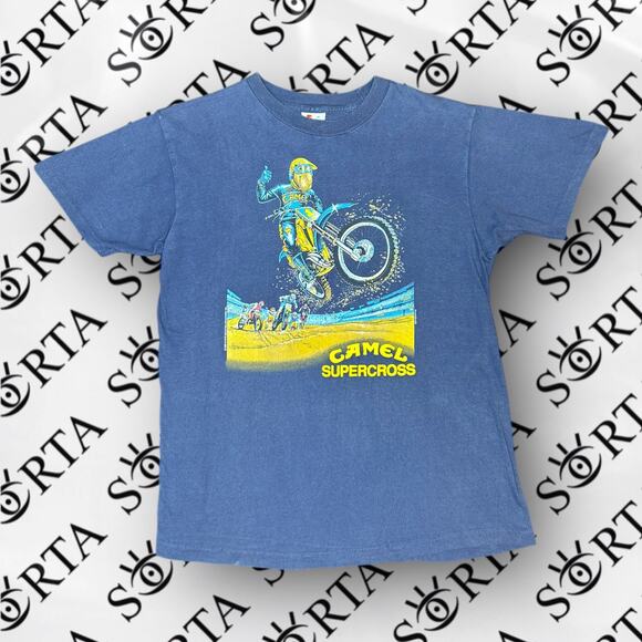 VTG 1989 Camel Supercross Motocross Short Sleeve Shirt Size M Rare Made in USA - Picture 1 of 16